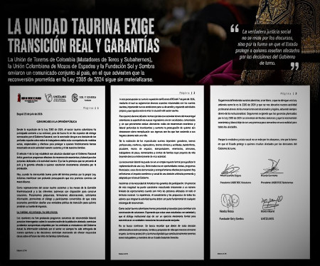 Colombia: La Unidad Taurina, del Reclamo a la Exigencia